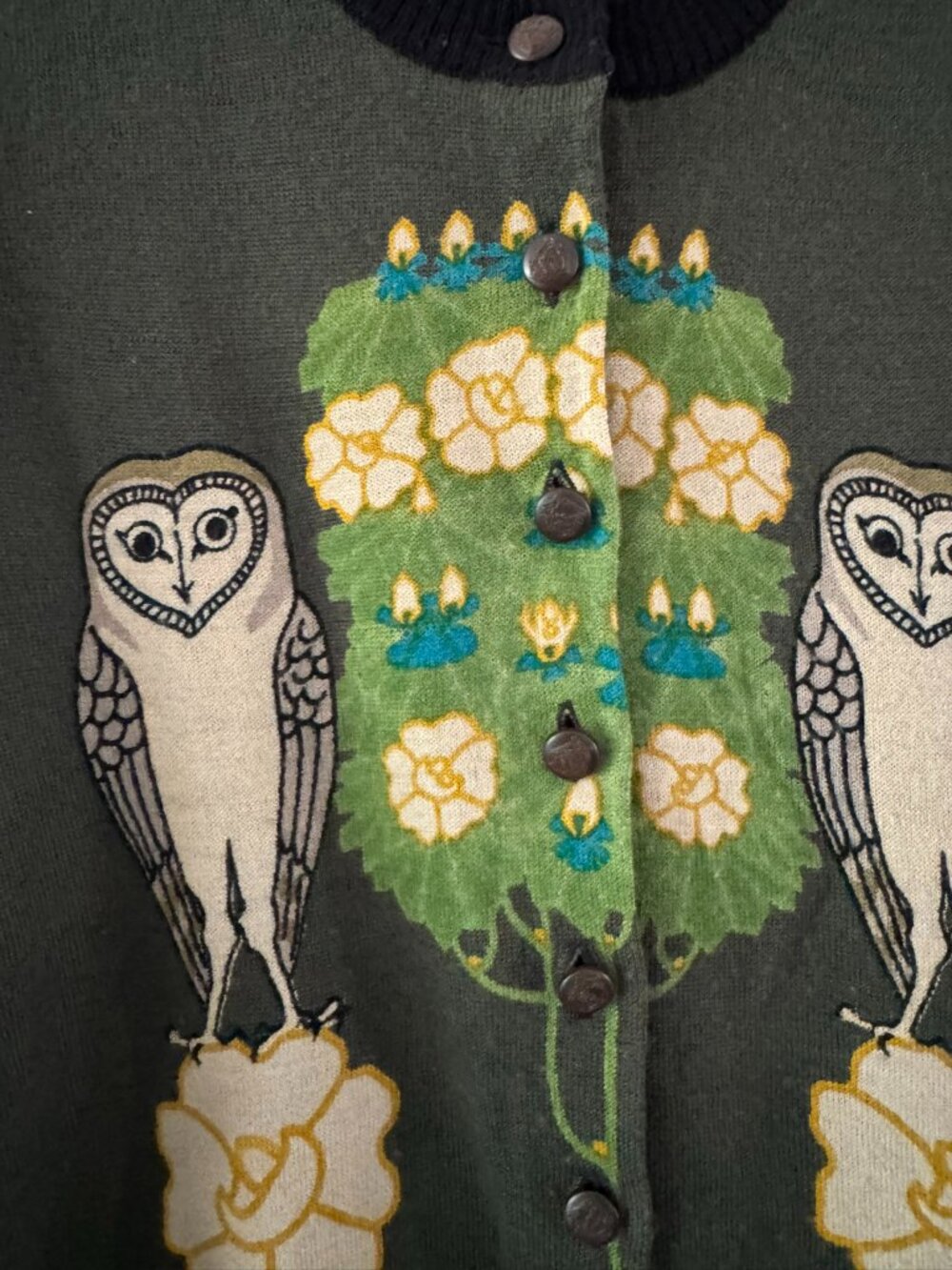 Owl - Green and Black - Cardigan - Picture 2 of 8